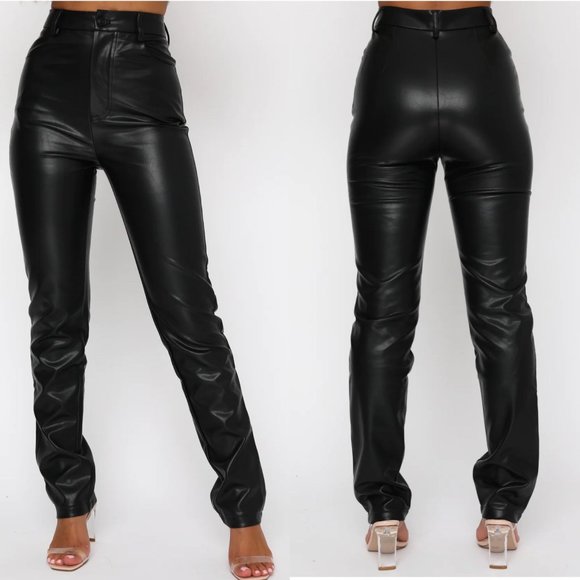 White Fox Boutique You've Got It PU Pants Faux Leather Trousers Black Small - Picture 2 of 6